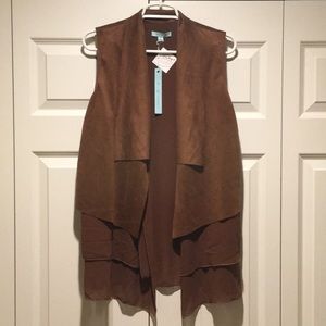 Brown faux suede vest